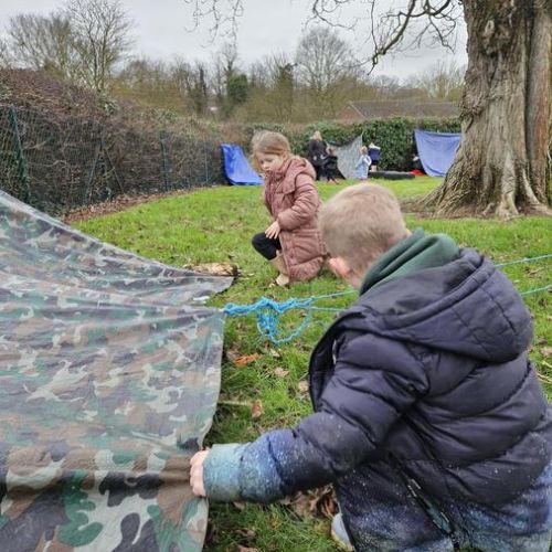 We had a fantastic afternoon making crazy creatures from leaf rubbings, working as a team to make big pictures, building dens, splashing in puddles and watering the willow.